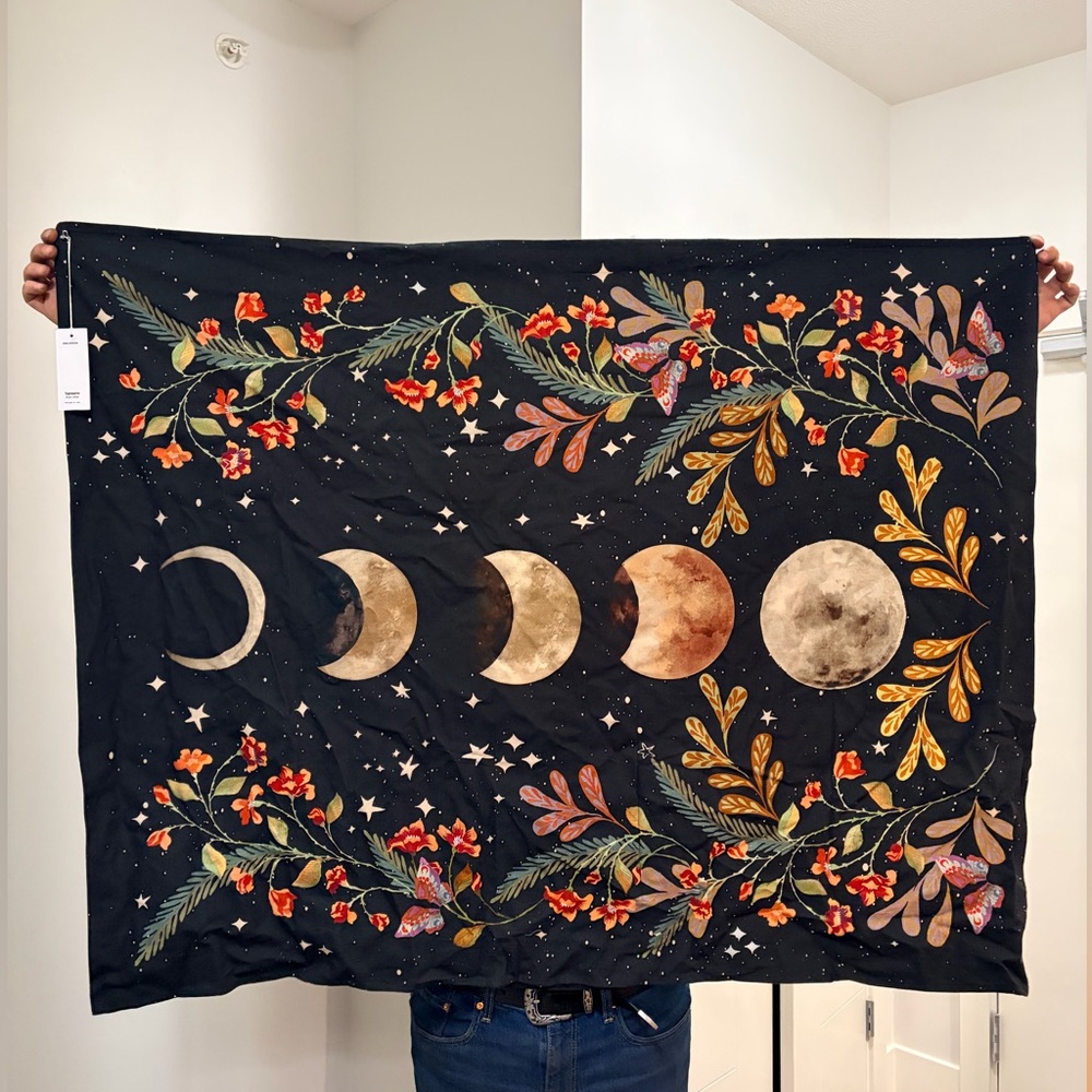 Lunar Phases Black Tapestry